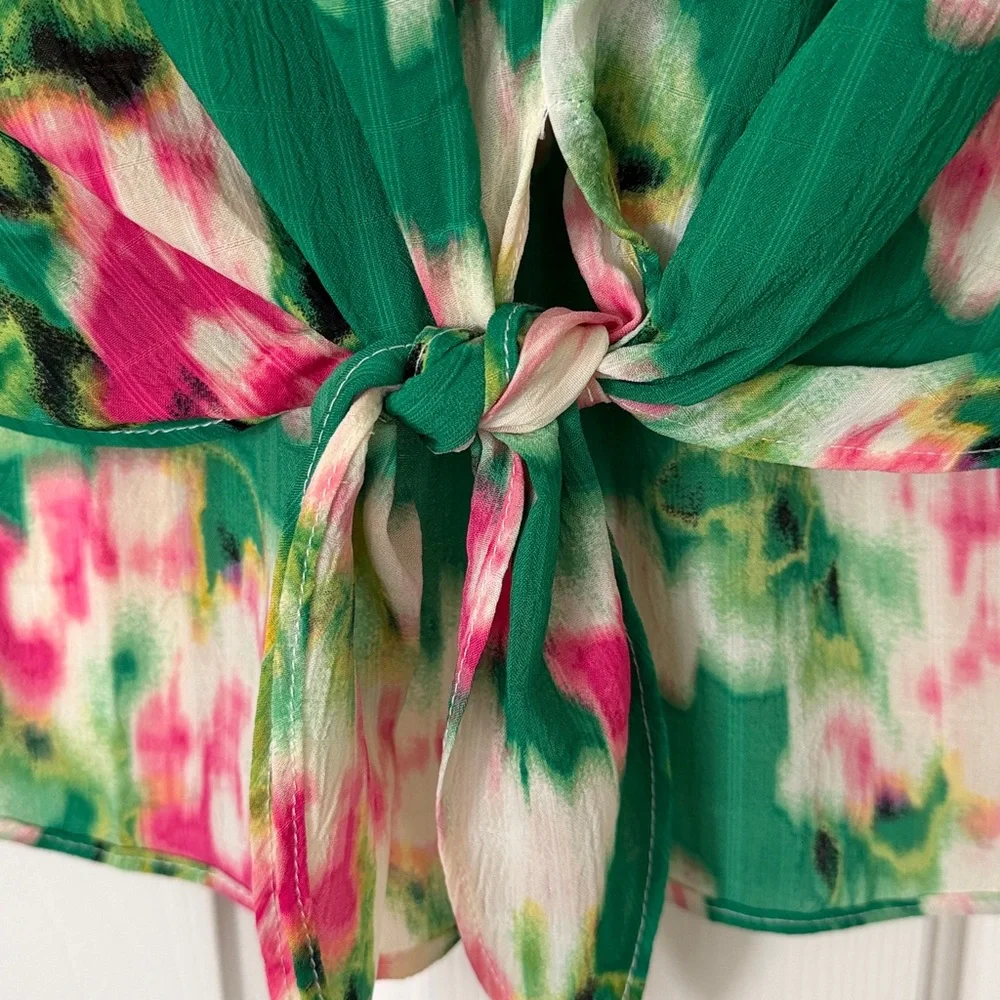 Rose & Olive Green and Pink Floral Blouse - Picture 3 of 4